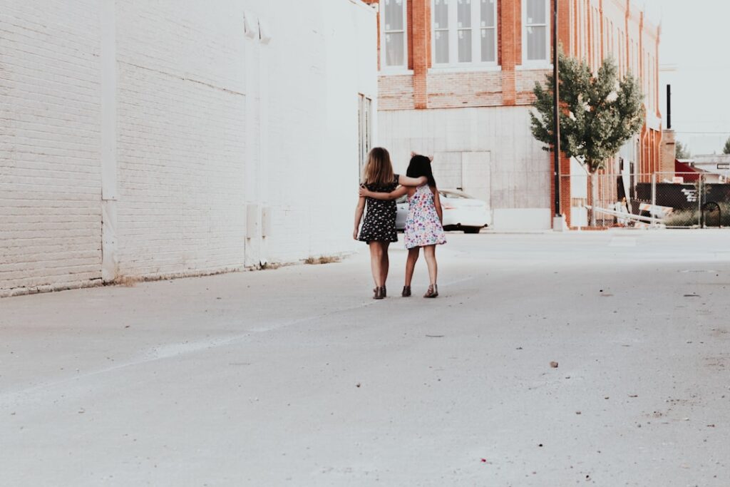 Was walking downtown in the alley ways looking for a great spot to shoot some street graffiti, and my kids were with me. While I was distracted, they walked ahead of me. When I looked up, I saw them walking with their arms around each other. Warmed my heart! They are the best of friends!