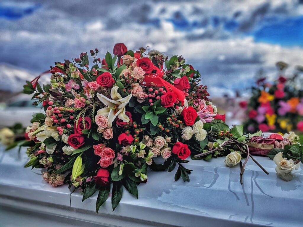 Photos on casket