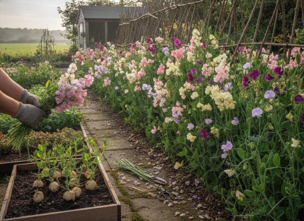Lathyrus kweken voor de pluktuin met zaaien, steunen en oogsten