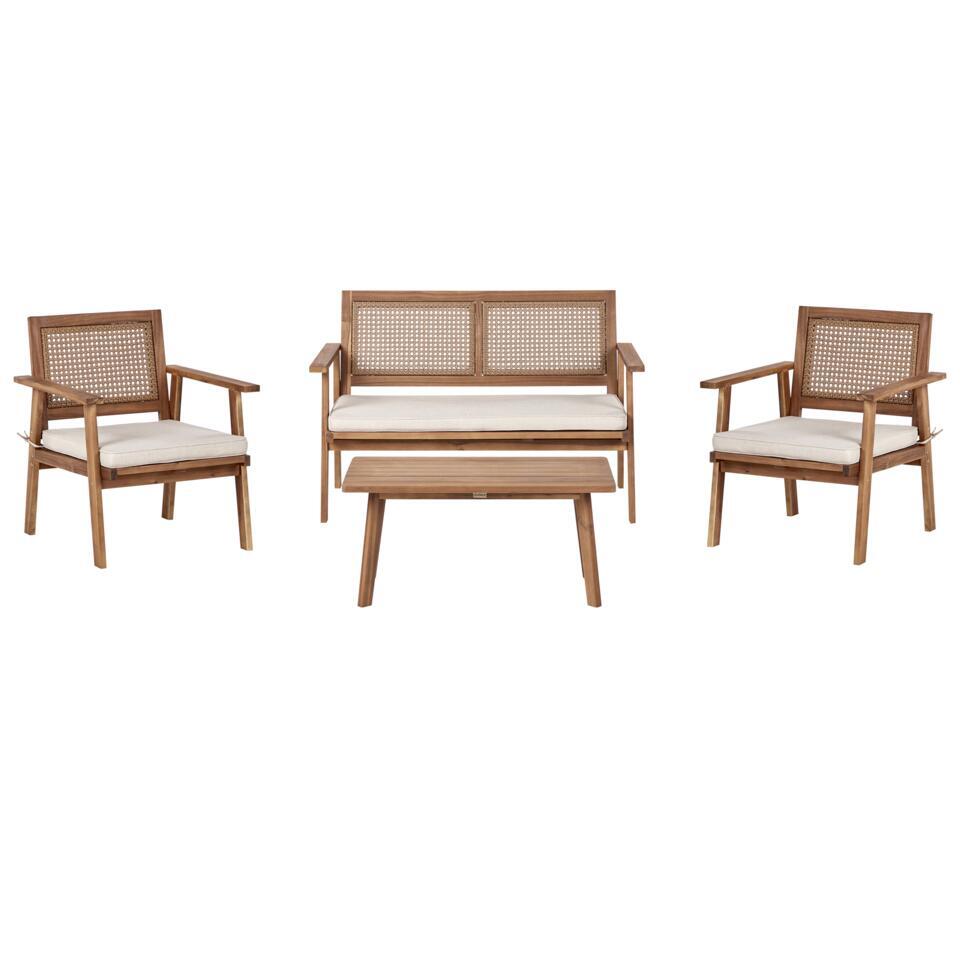 ARENELLA - Loungeset 4-zits - Lichtbeige - Acaciahout van Leen Bakker