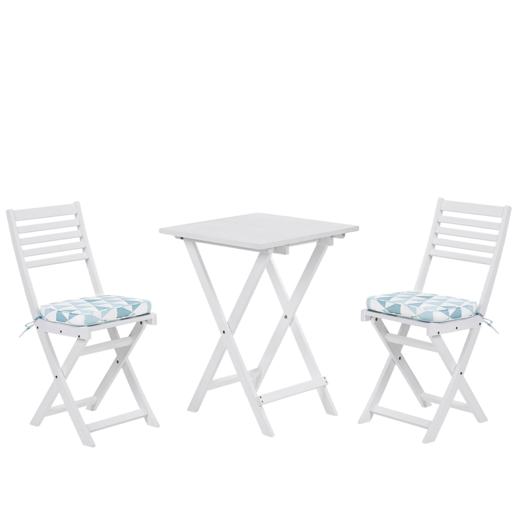 Beliani Bistroset Fiji Wit Blauw 60x60x84 Cm van Praxis