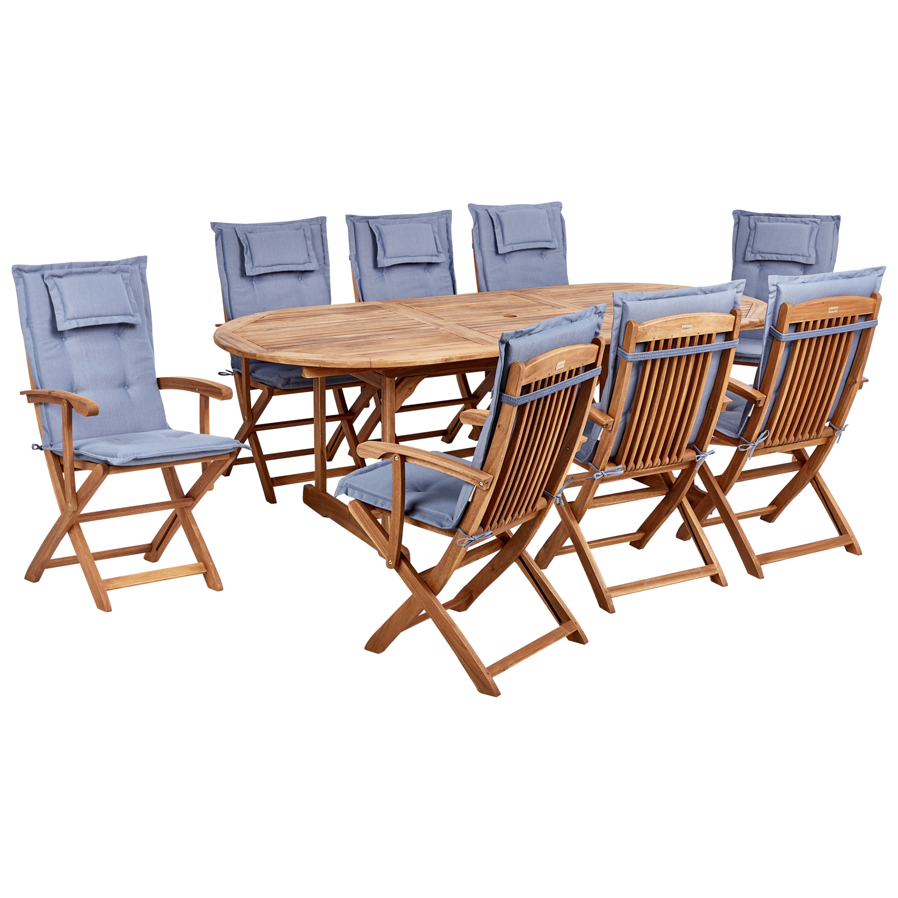 Beliani Tuinset Met Stoelen Maui Ii Bruin Blauw van Praxis
