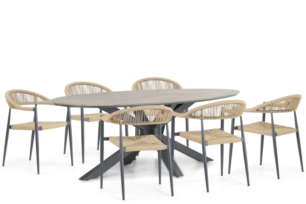 De Laan Granada/Matara 220 cm dining tuinset 7-delig van Tuinmeubelshop