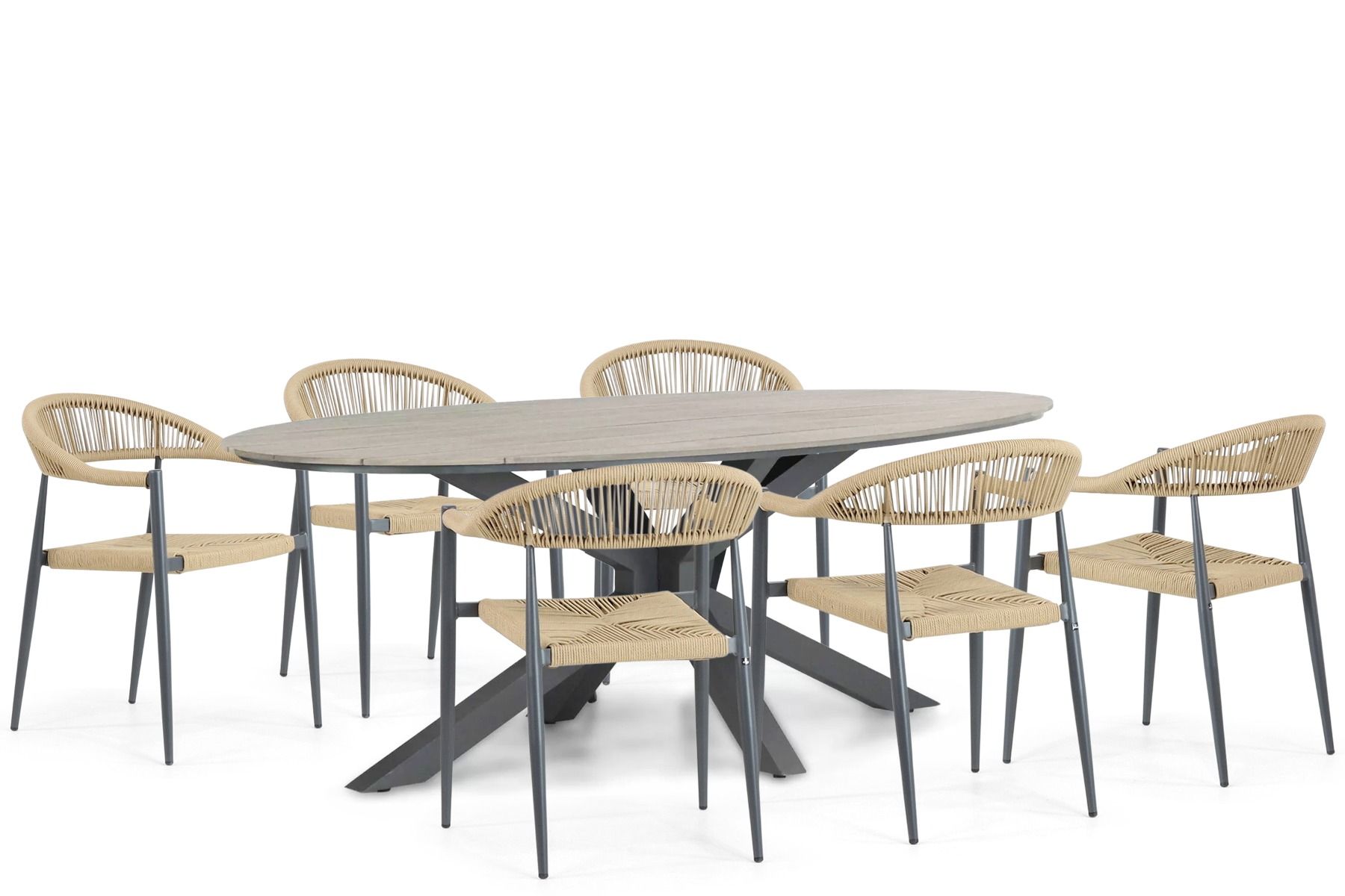 De Laan Granada/Matara 220 cm dining tuinset 7-delig van Tuinmeubelshop
