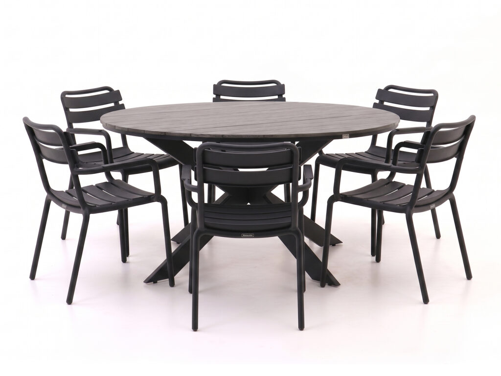 Forza Vico/Fidenza ø149cm dining tuinset 7-delig stapelbaar van Kees Smit
