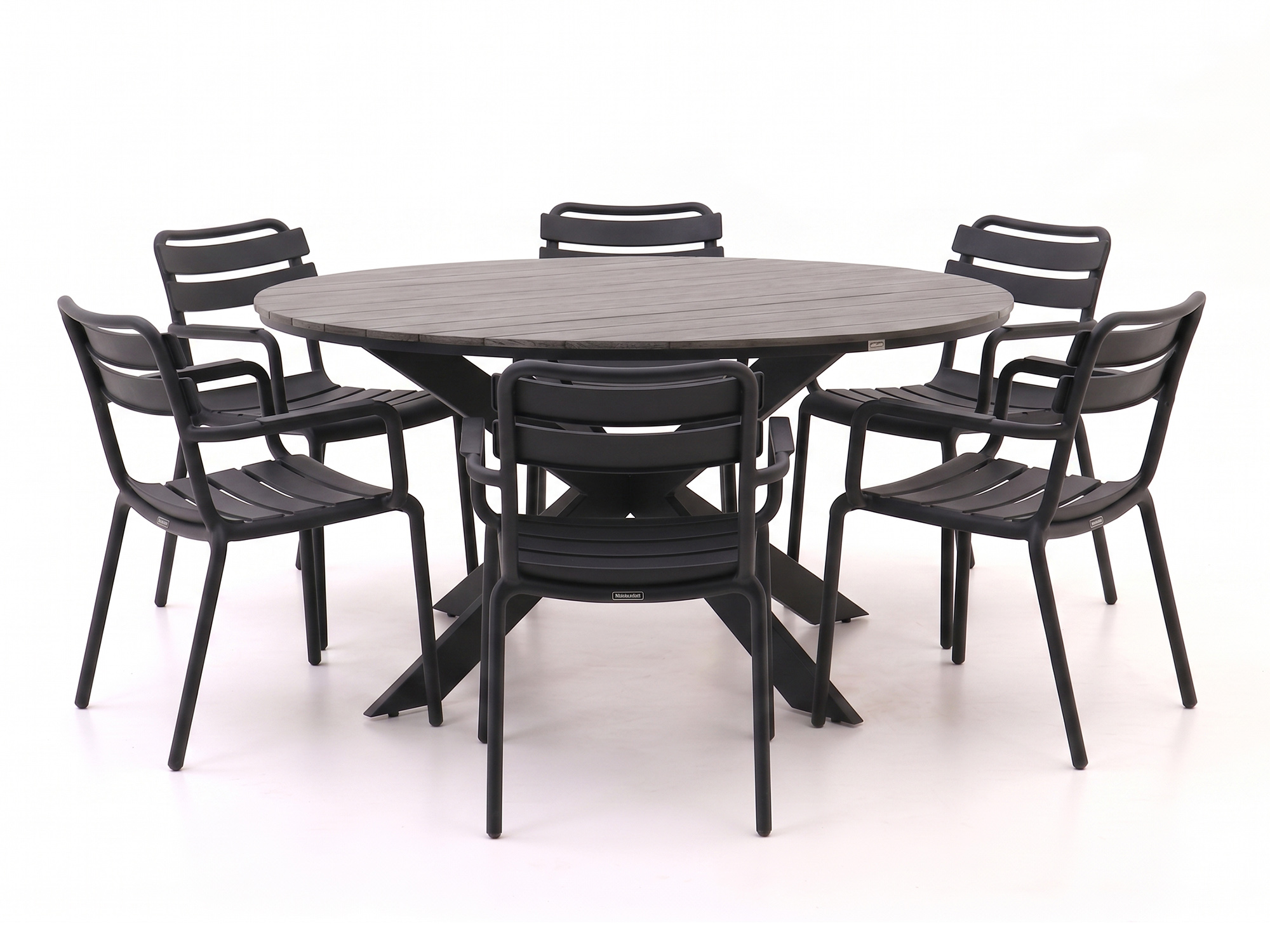 Forza Vico/Fidenza ø149cm dining tuinset 7-delig stapelbaar van Kees Smit
