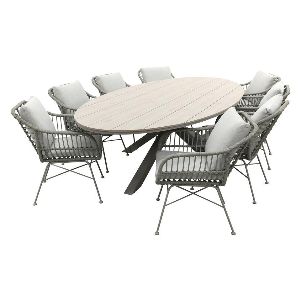 GI Margriet/Edison 8-persoons ovale tuinset 280x140 cm. - Taupe van Leen Bakker