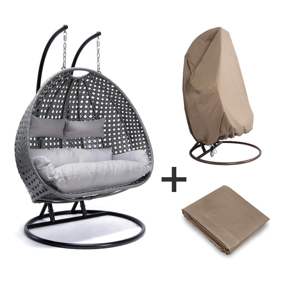 HOME DELUXE Hangstoel TWIN Grijs Met Regenhoes van Leen Bakker