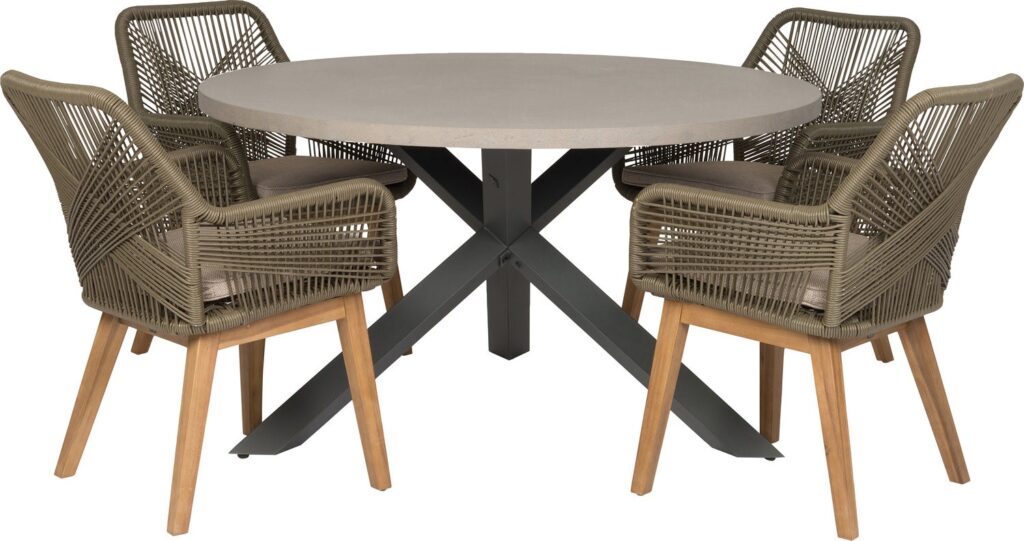 Intratuin 4-zits diningset Wout rond olijfgroen van Intratuin