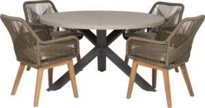 Intratuin 4-zits diningset Wout rond olijfgroen van Intratuin