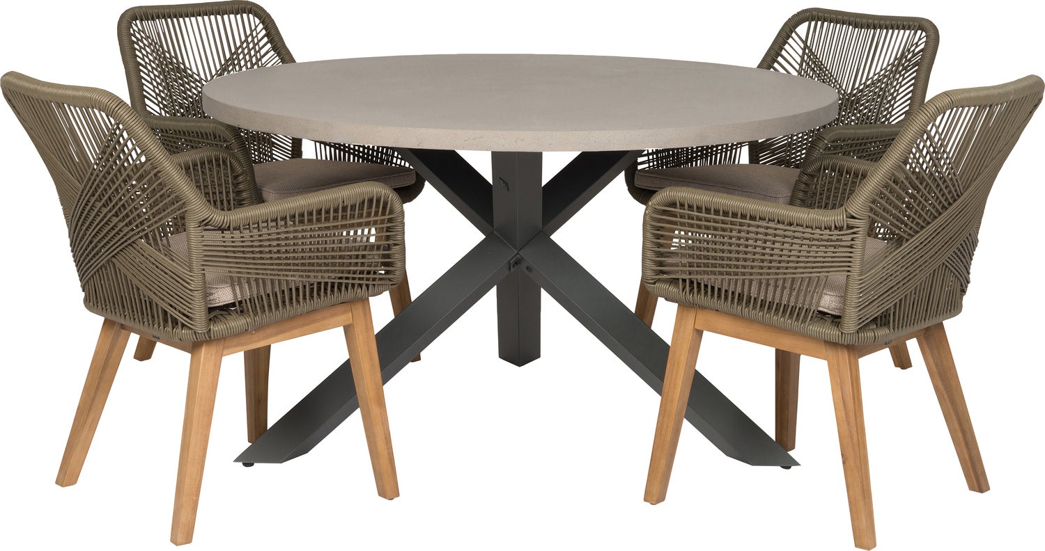 Intratuin 4-zits diningset Wout rond olijfgroen van Intratuin