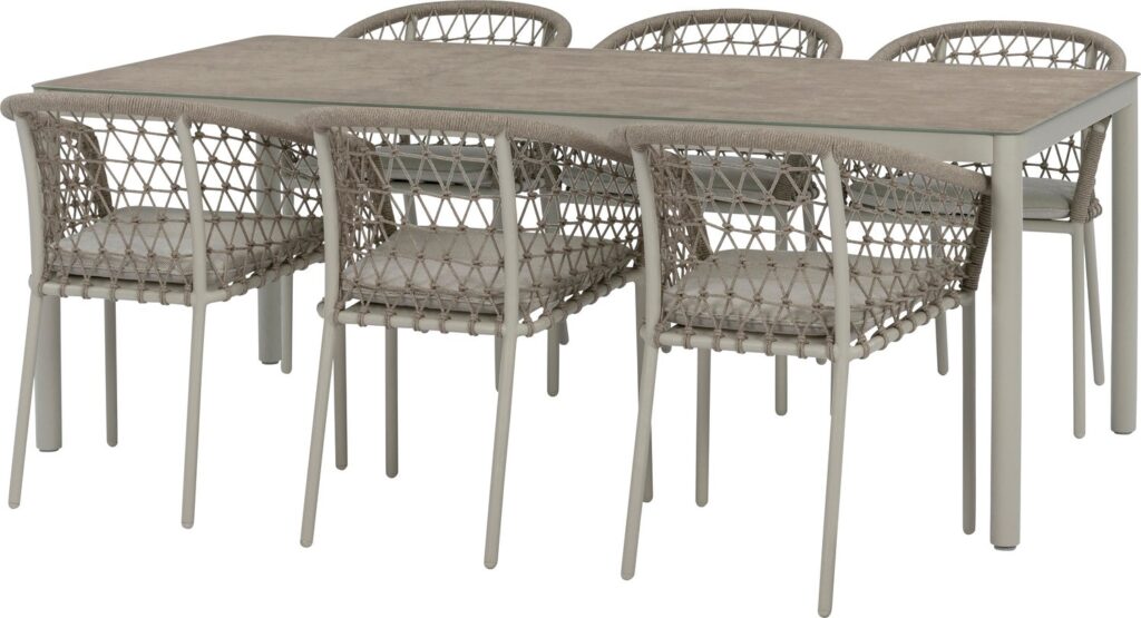 Intratuin 6-zits diningset Veerle met Alvera beige van Intratuin