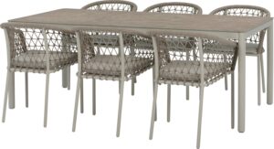 Intratuin 6-zits diningset Veerle met Alvera beige van Intratuin
