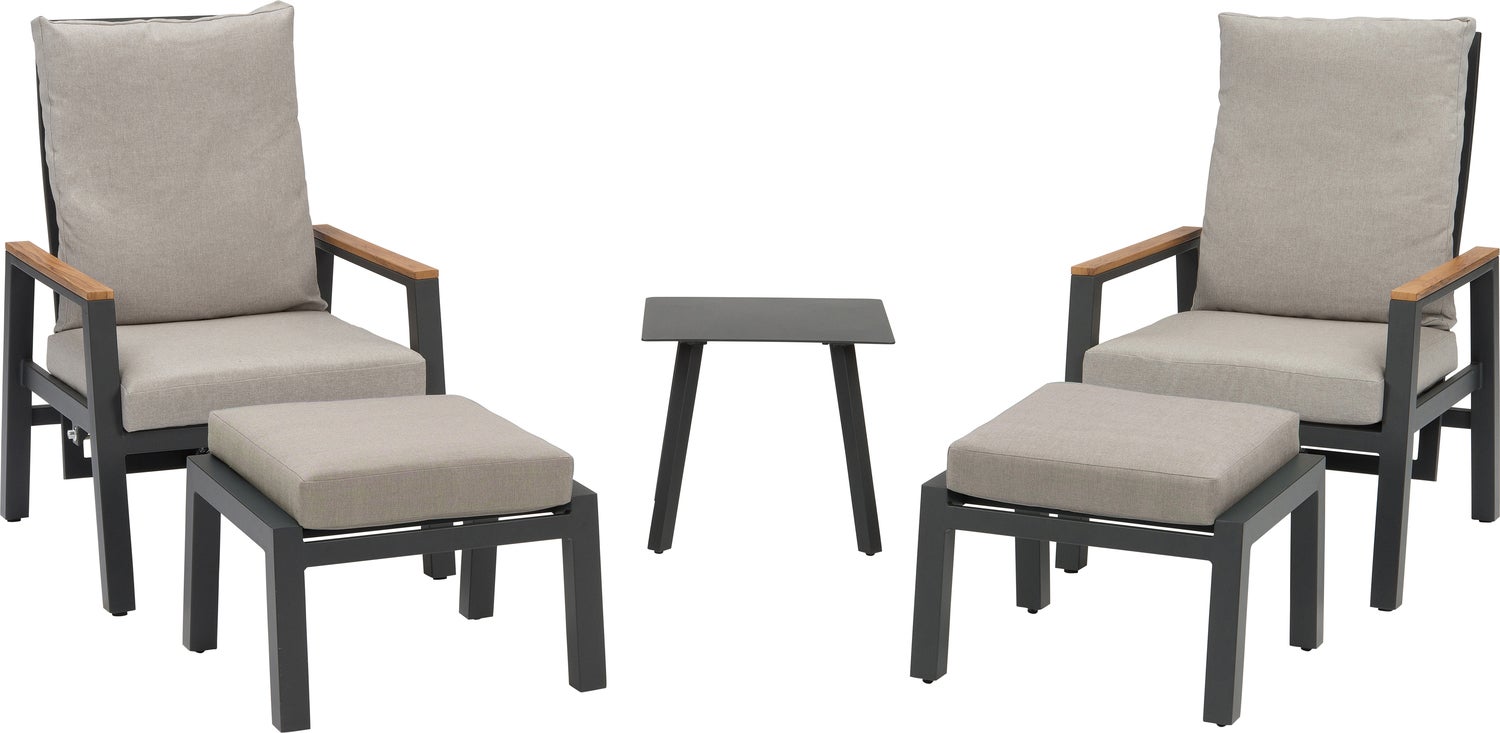 Intratuin verstelbare 5-delige aluminium relax-set Demi antraciet van Intratuin