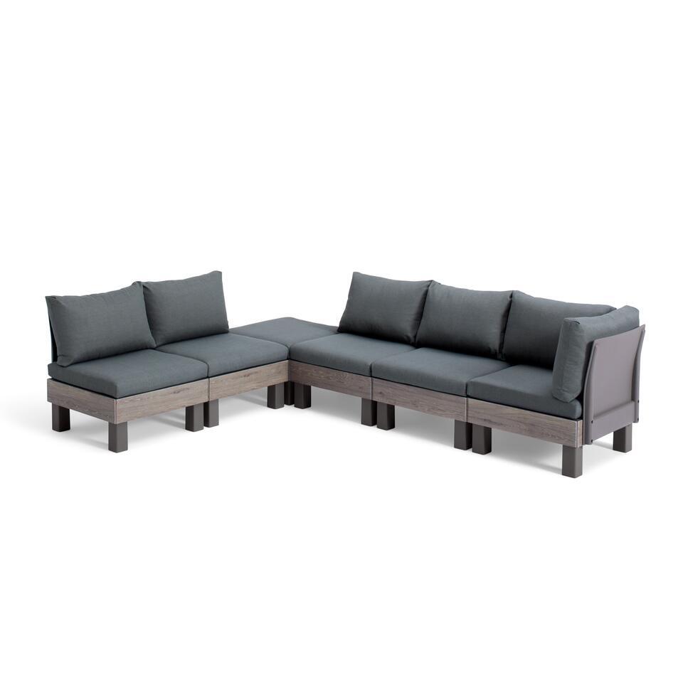 Keter Signature Elements Loungeset 6 personen - met groene kussens - Cappuccino van Leen Bakker
