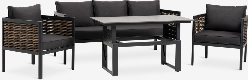 Loungeset SALTEN 5-persoons sneldrogend zwart van JYSK