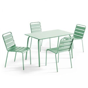 Oviala Palavas Tuinset Met Tafel En 4 Saliegroene Stoelen van Praxis