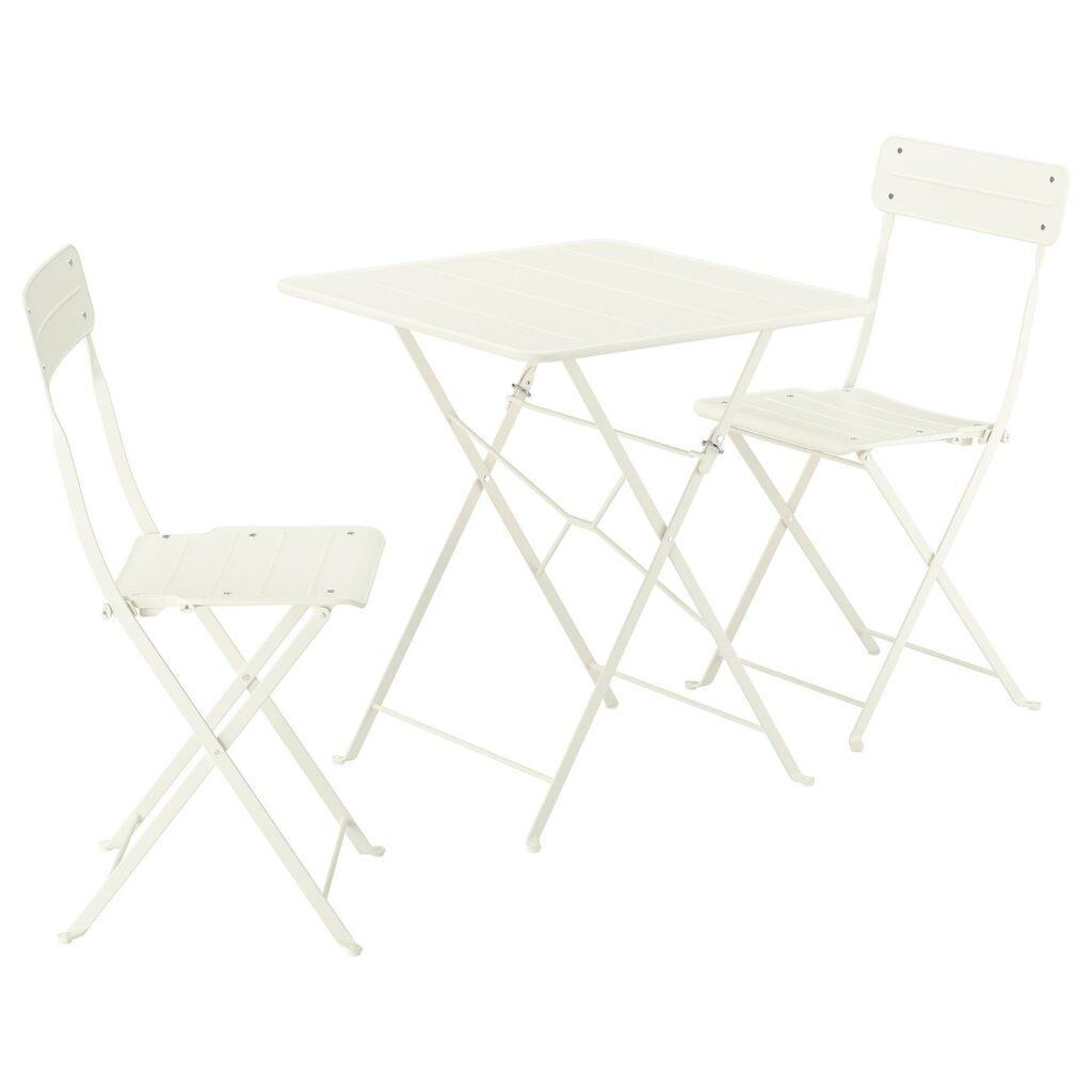 SUNDSÖ Tafel en 2 klapstoelen - buiten ecru/ecru 65x65 cm van IKEA