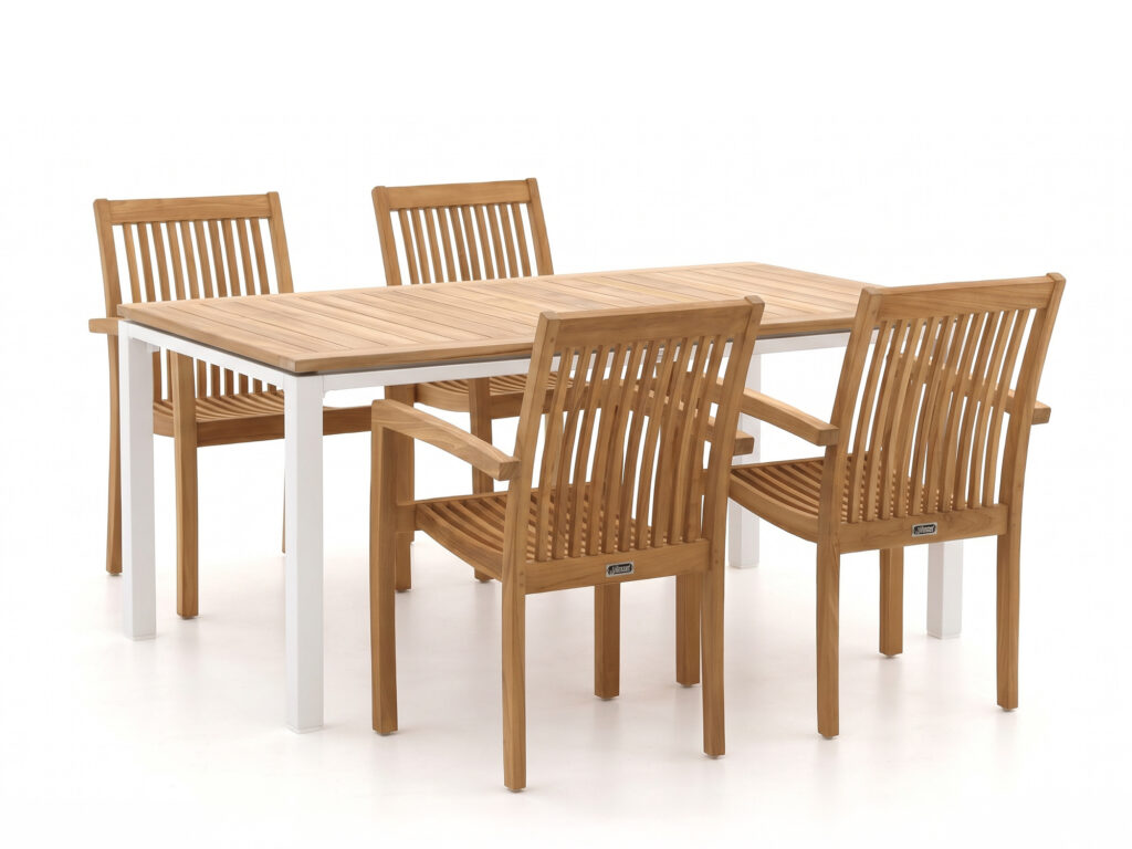 Sunyard Jakarta/Linosa 180cm dining tuinset 5-delig stapelbaar van Kees Smit