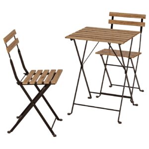 TÄRNÖ Tafel+2 stoelen, buiten - zwart/lichtbruin gelazuurd van IKEA