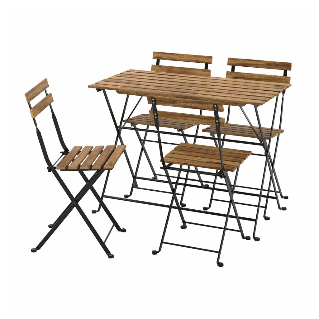 TÄRNÖ Tafel+4 stoelen, buiten - zwart/lichtbruin gelazuurd van IKEA