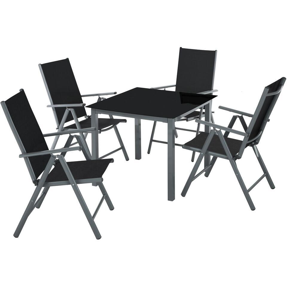 tectake Aluminium tuinset 4+1 - Antraciet van Leen Bakker