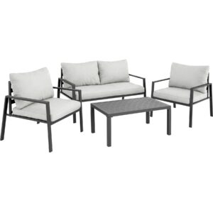 Tectake Zitgroep Göteborg Met Tafel - 4 Personen - Dikte Van De Zitkussens: 10 Cm - Lichtgrijs van Praxis
