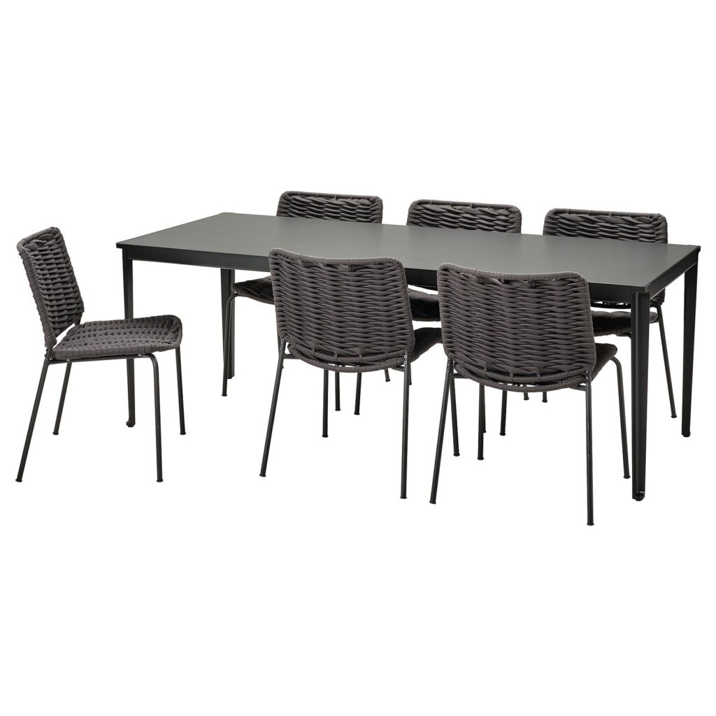TEGELÖN / TEGELÖN Tafel+6 stoelen, buiten - donkergrijs/zwart van IKEA