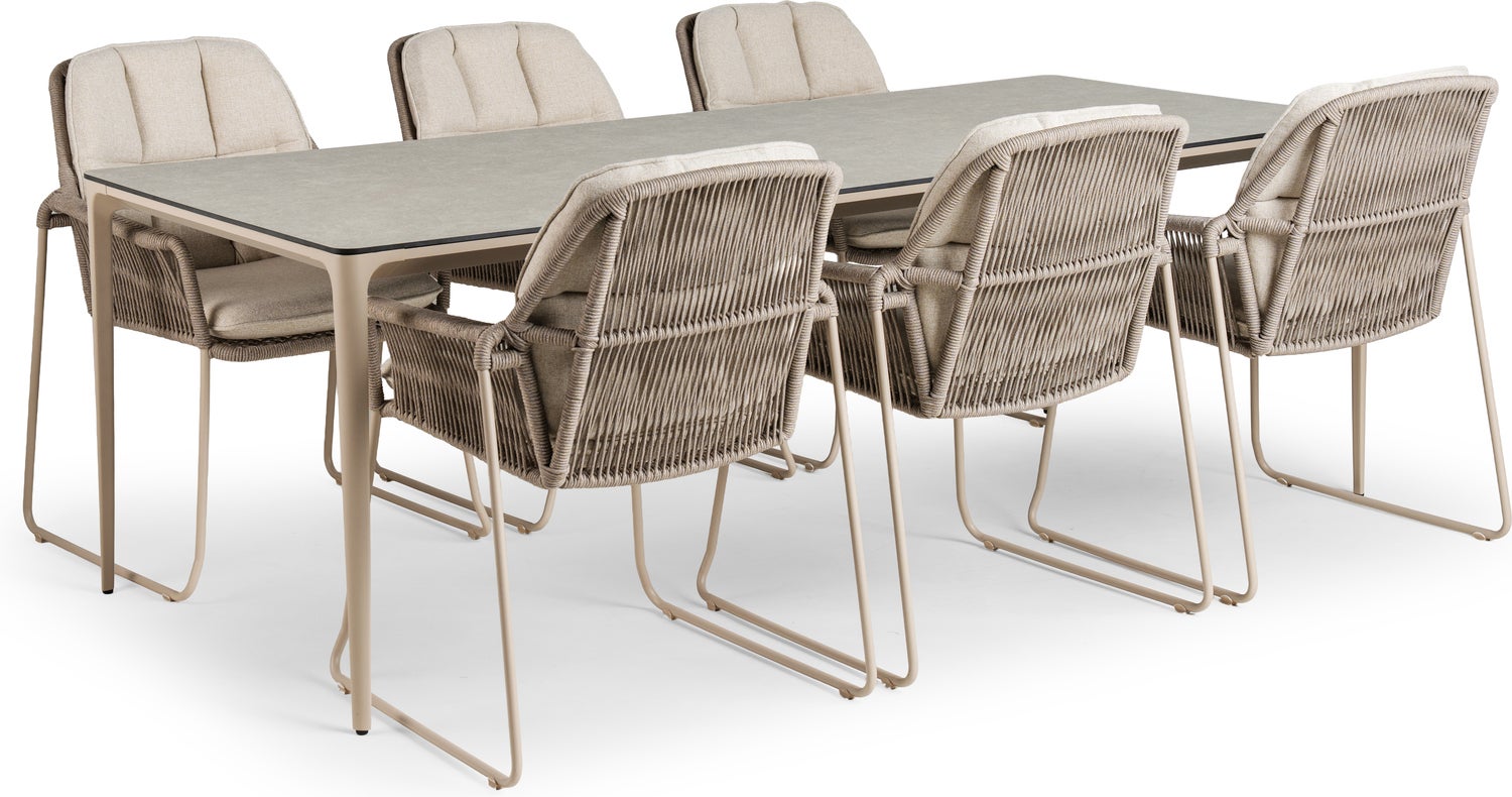 Tierra Outdoor 6-zits diningset Elegante met Rivera beige van Intratuin