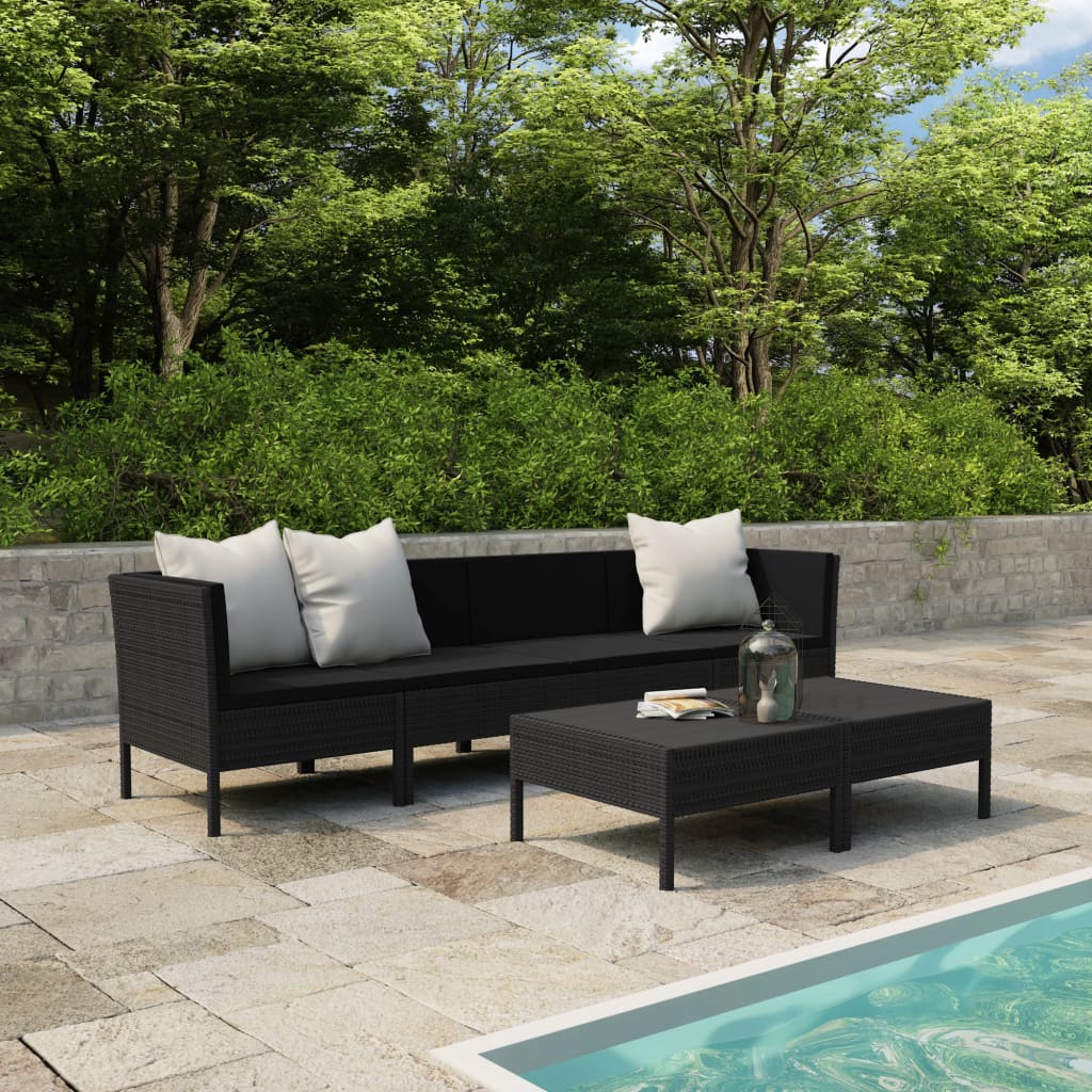 vidaXL 6-delige Loungeset met kussens poly rattan zwart van Praxis