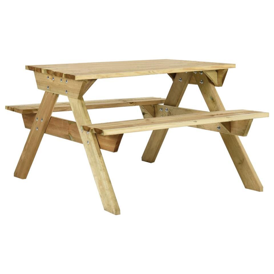 vidaXL - Picknicktafel Met Bank - Bruin - Grenenhout - 110 x 123 x 73 cm van Leen Bakker