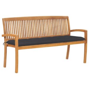 vidaXL - Tuinbank stapelbaar met antraciet kussen - Teakhout - 159x57.5x90 cm van Leen Bakker