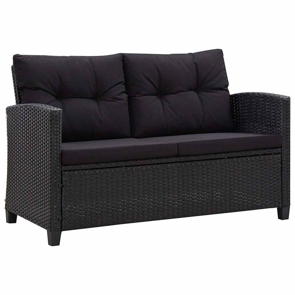 vidaXL - Tuinbank - Zwart - Poly rattan van Leen Bakker