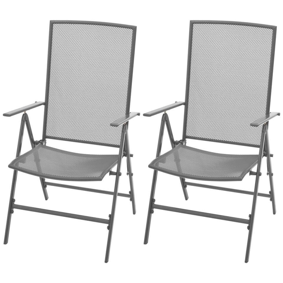 vidaXL - Tuinstoelen - Antraciet - Metaal - 2 stuks - Stapelbaar van Leen Bakker