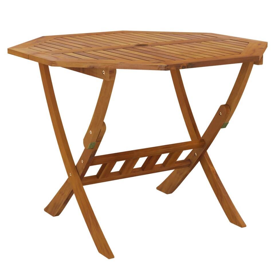 vidaXL - Tuintafel inklapbaar - Bruin - Massief acaciahout - Ø 90 x 75 cm van Leen Bakker