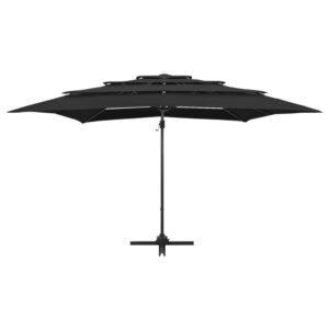 Vierlaagse Tuinparasol Met Aluminium Paal 250 X 250 Cm Zwart Helloshop26 van Praxis