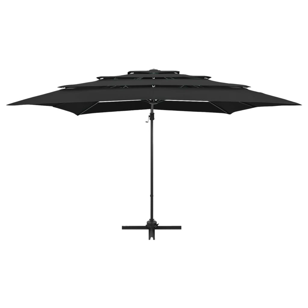 Vierlaagse Tuinparasol Met Aluminium Paal 250 X 250 Cm Zwart Helloshop26 van Praxis