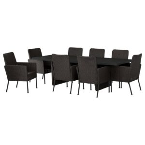 VITTSKÄR Tafel en 8 stoelen - buiten kunststof rotan donkergrijs 264x96 cm van IKEA