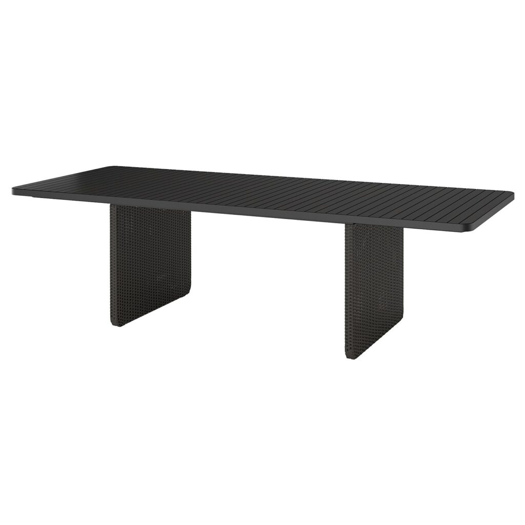 VITTSKÄR Tafel - kunststof rotan buiten/donkergrijs 264x96 cm van IKEA