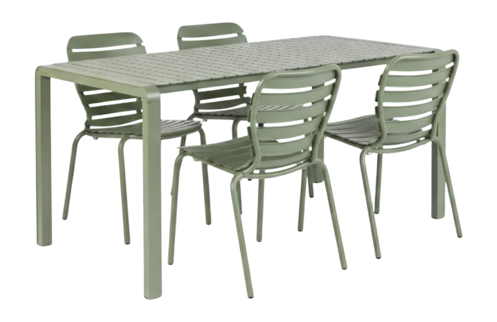 Zuiver Vondel Tuinset Groen 4 personen - tuintafel + 4 stoelen van fonQ