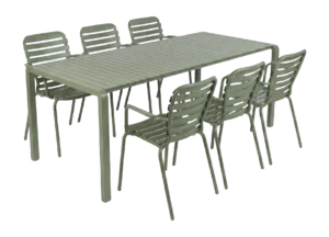 Zuiver Vondel Tuinset Groen Tuintafel en 6 Stoelen met armleuningen van fonQ
