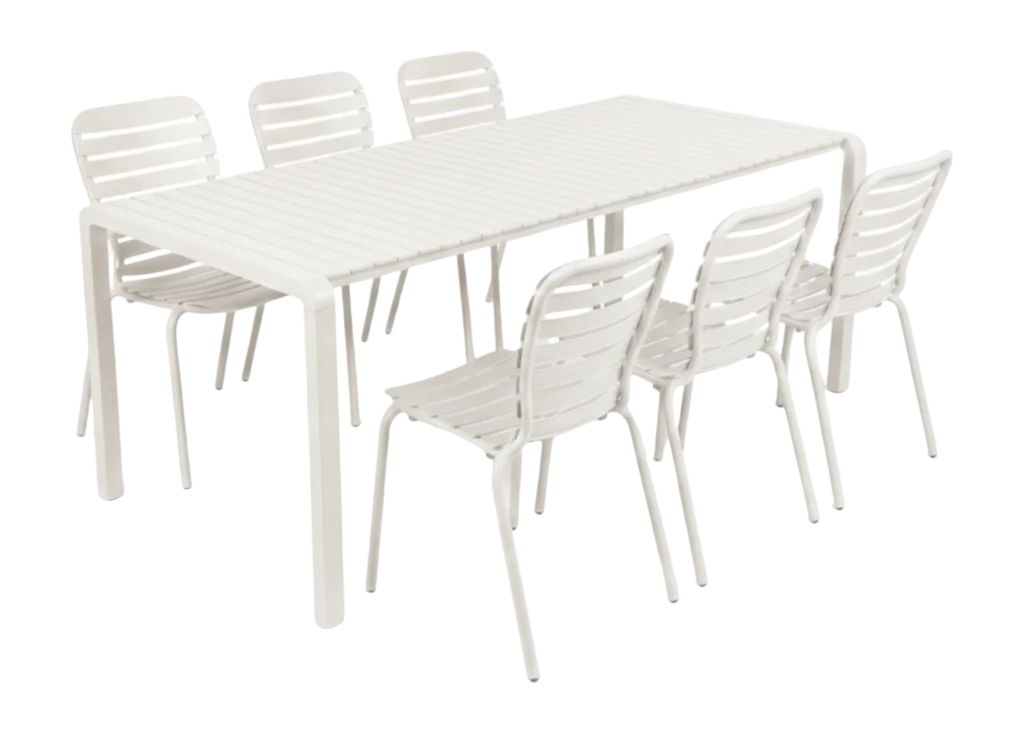 Zuiver Vondel Tuinset Wit 6 personen - tuintafel + 6 stoelen van fonQ