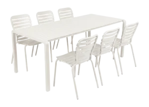 Zuiver Vondel Tuinset Wit 6 personen - tuintafel + 6 stoelen van fonQ