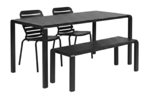 Zuiver Vondel Tuinset Zwart Tuintafel, 2 Stoelen en Bankje van fonQ