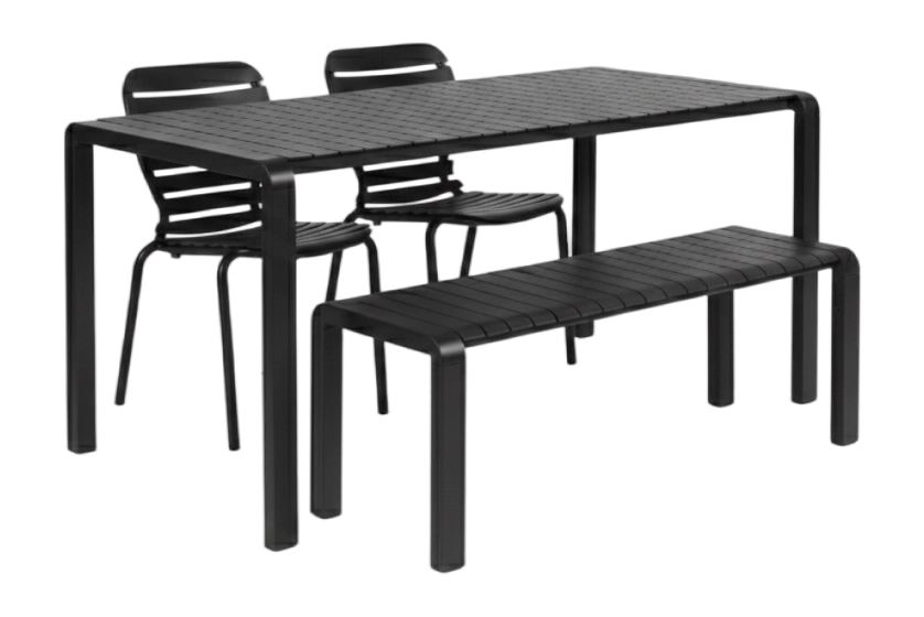 Zuiver Vondel Tuinset Zwart Tuintafel, 2 Stoelen en Bankje van fonQ